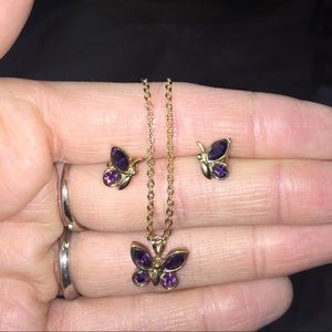 Butterfly necklace and earrings set